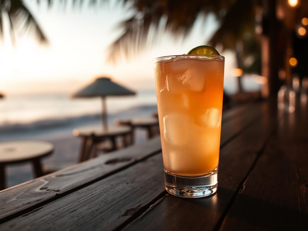 Coconut arrack cocktail on a beach bar